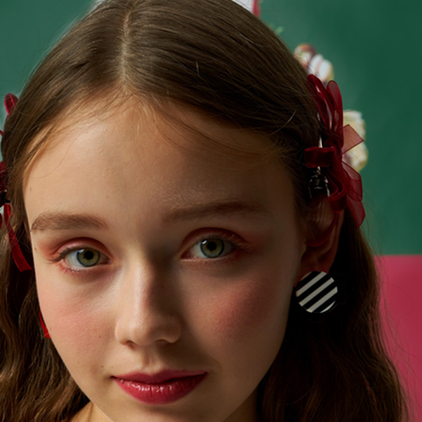 【2pattern】花びらモチーフ&ラウンドストライプアシンメントリーイヤーアクセサリー 《Z00794》