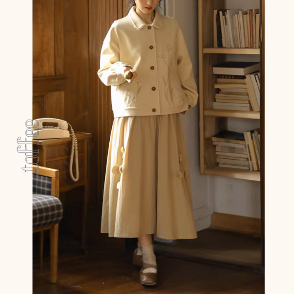 野に咲く花をまとって—刺繍レースカーディガン《Z01144》