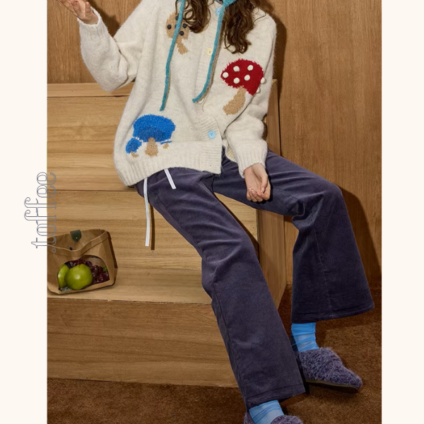 カラフルきのこの遊び心カーディガン《Z01136》