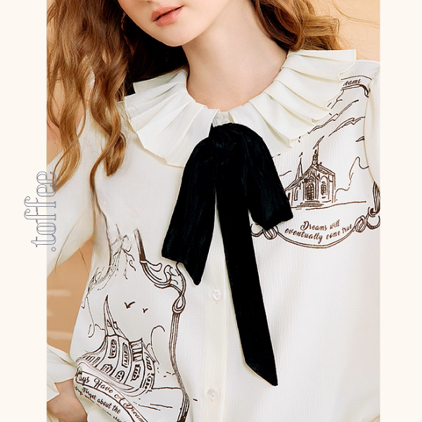 黒リボンと夢の風景ブラウス《Z01131》