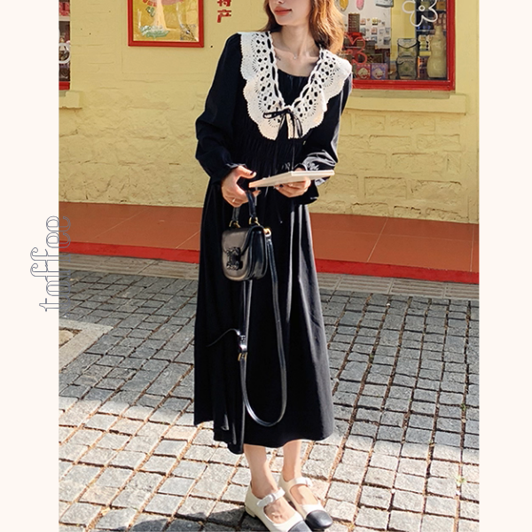 レース襟と歩く、午後の物語ワンピース《Z01154》