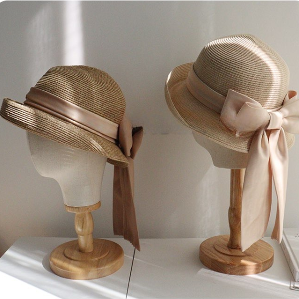 【4color】ビッグリボンストローハット X-067