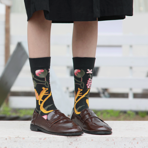 フラワーデザインソックス4p w-080