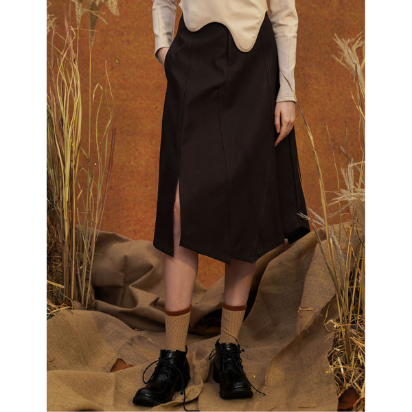 【2color】イレヘムスリットスカート w-026