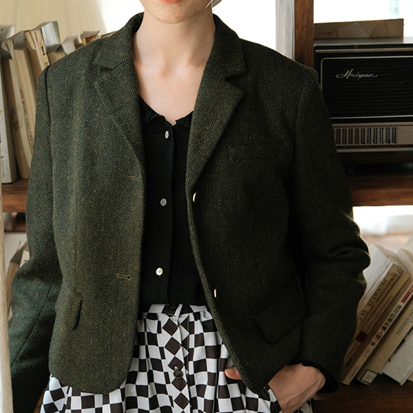 ヴィンテージモスグリーンショートブレザー Z00510