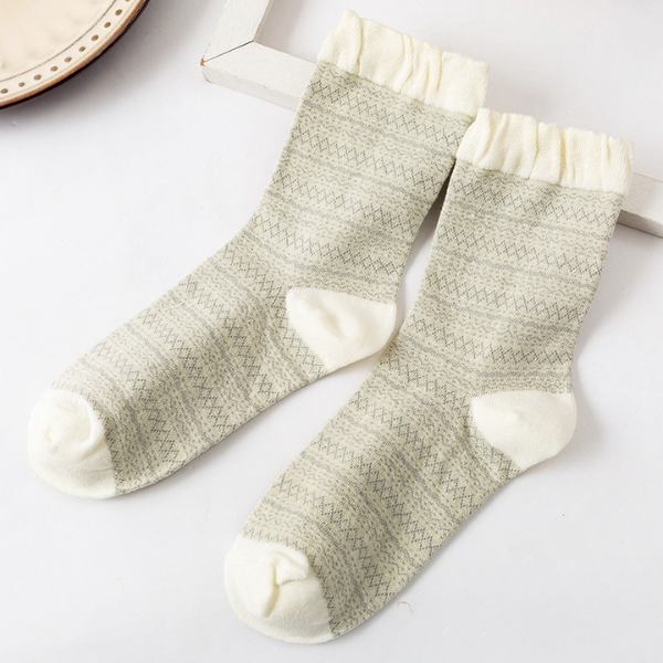 植物とハートモチーフのショートソックス5本セット Z00007