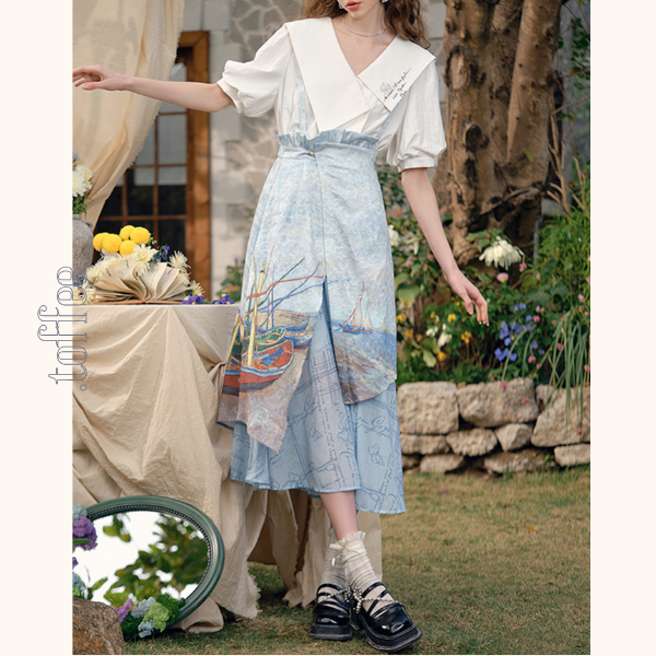 ヴィンテージプリントイレギュラーラップスカート《Z00842》