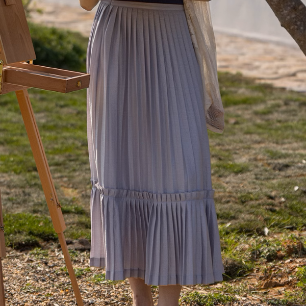 【2color】プリーツティアードフレアスカート《Z00864》