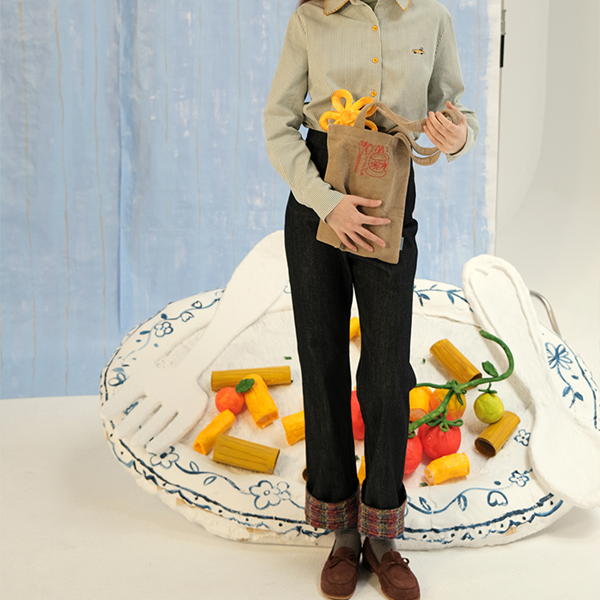 ツイードロールアップデニムパンツ Z00625