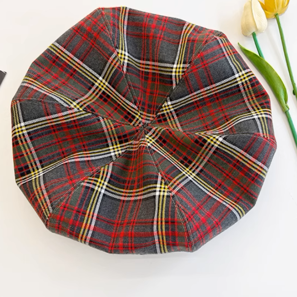 【2color】ギャザーディテールチェック柄帽子《Z00881》