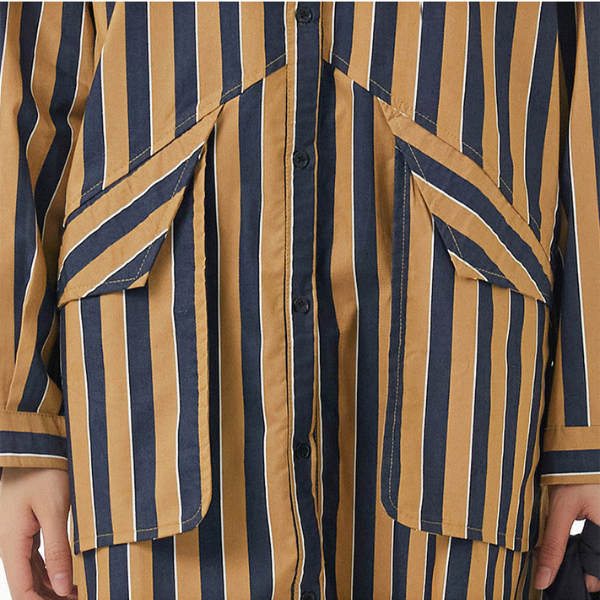 【2color】ストライプシャツワンピース X-349