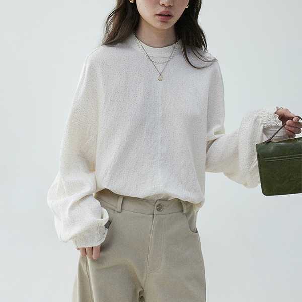 【2color】ギャザーカフ&バルーンスリーブブラウス《Z00838》