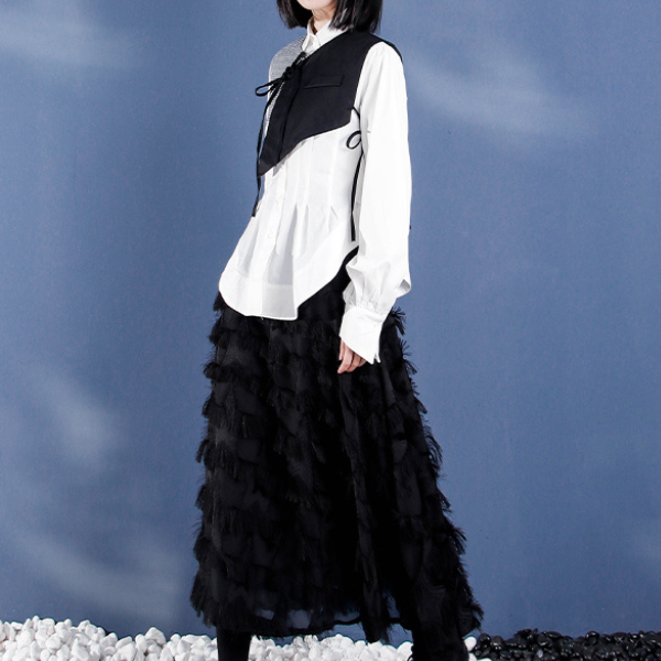 ウエストスクイーズラウンドヘムシャツ AU-413