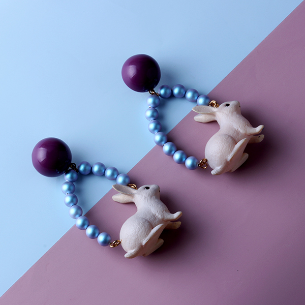 【2pattern】ラビットモチーフフープイヤーアクセサリー 《Z00795》