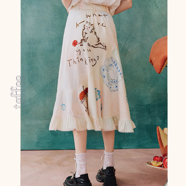 フリルヘムプリントスカート《Z00963》