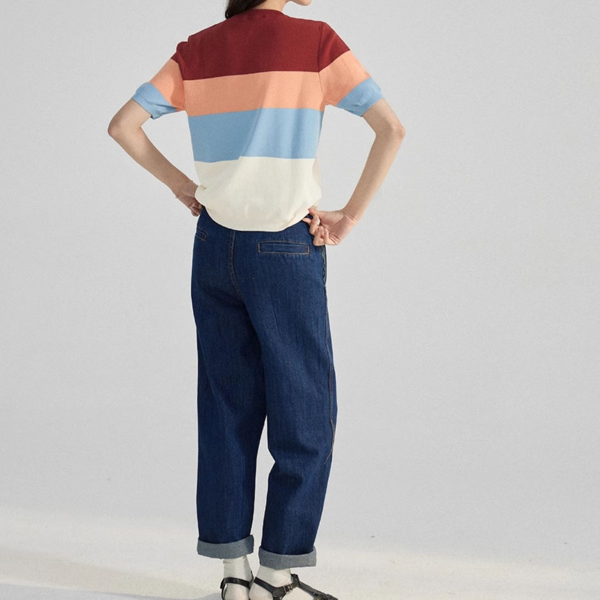 カラフルボーダーニットトップス Z00197