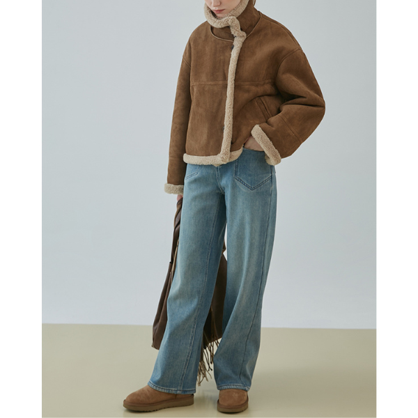 【2color】ハイウエストカジュアルストレートジーンズ X-482