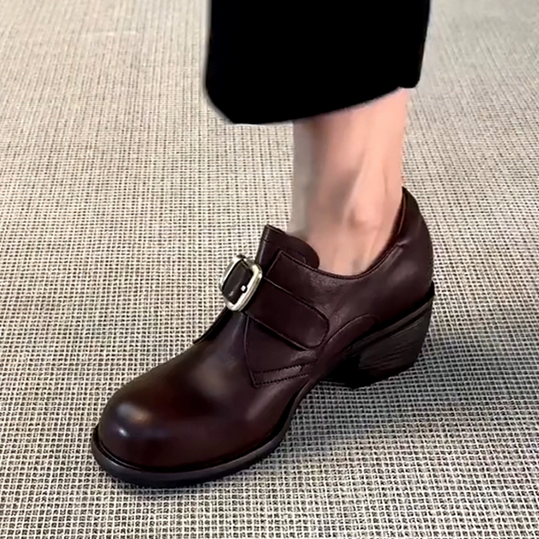 【3color】ラウンドトゥベルト付きヴィーガンレザーシューズ 《Z00516》