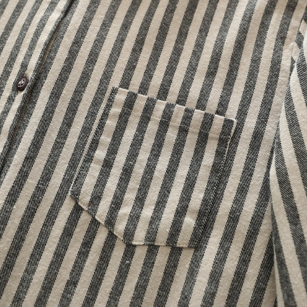 【4color】胸ポケット付きストライプ柄ボタンダウンシャツ 《Z00727》