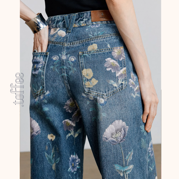 【4pattern】プリントストレートジーンズ《Z00929》