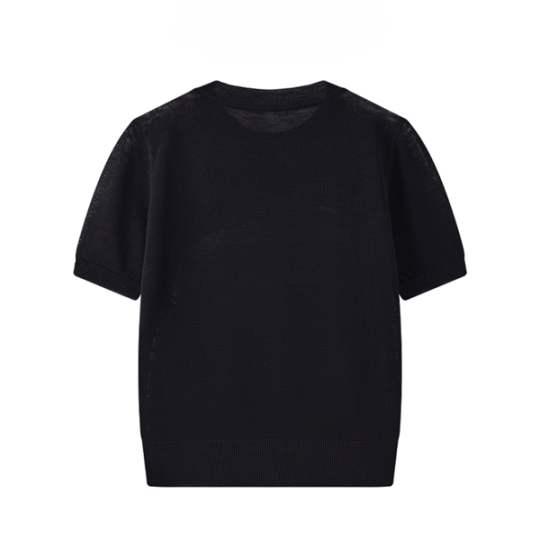 【7color】レター刺繍入りクルーネック半袖ニット Z00393