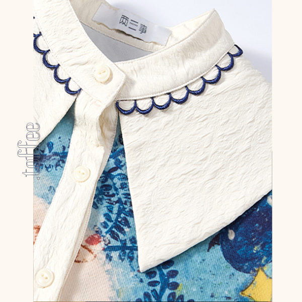 ポニーと星空の油絵プリントシャツ《Z00840》