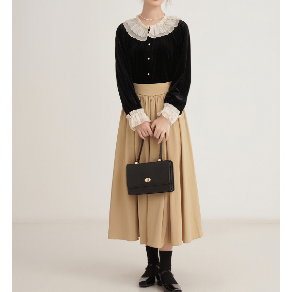 フレンチベルベットレースブラウスX-384