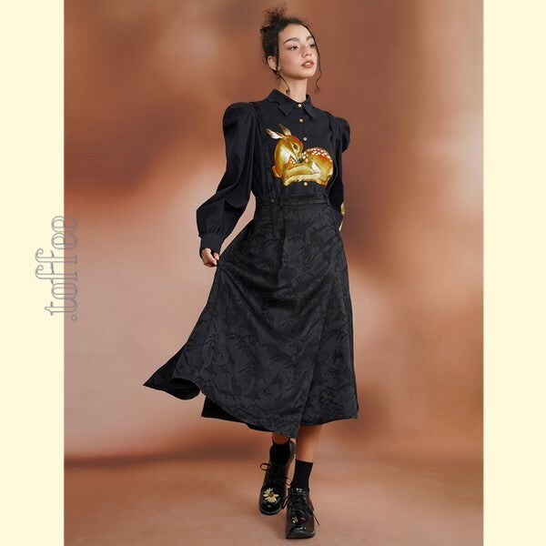 【2color】月明かりのバンビが踊る:オリエンタルな世界へ誘うブラウス C0185