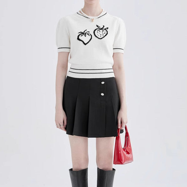 ストロベリー半袖ニットトップ Z00257