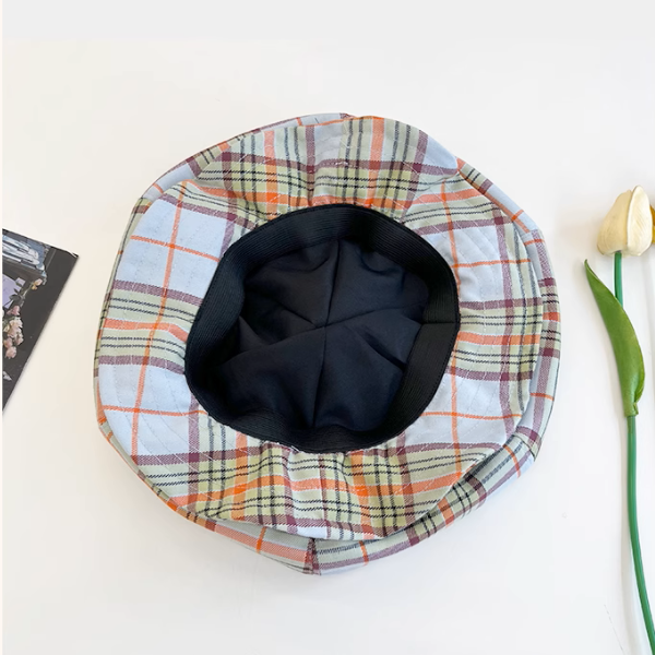 【2color】ギャザーディテールチェック柄帽子《Z00881》