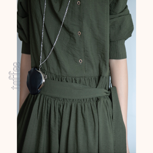 【2color】斜め前立てロングワンピース Z00551