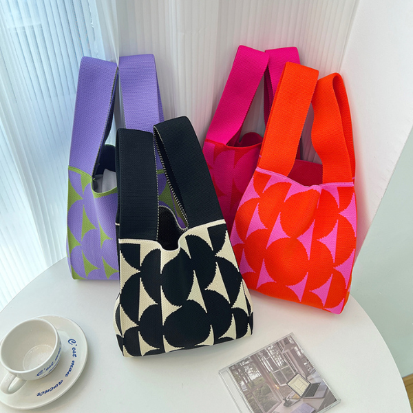 【4color】ビッグドットニットバッグX-491