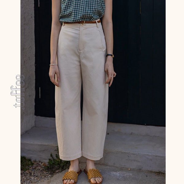 【3color】ベルトループ付きハイウエストストレートクロップドパンツ《Z00870》