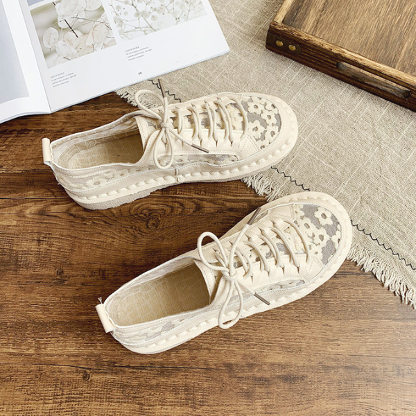 【2color】フラワーエンブロイダリーレトロシューズ AU-131