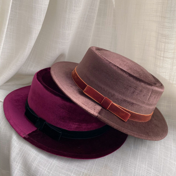 【6color】リボン付きフラットハット Z00060