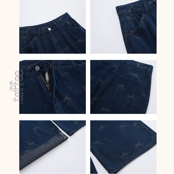 リボンジャガードデニムパンツ《Z00989》