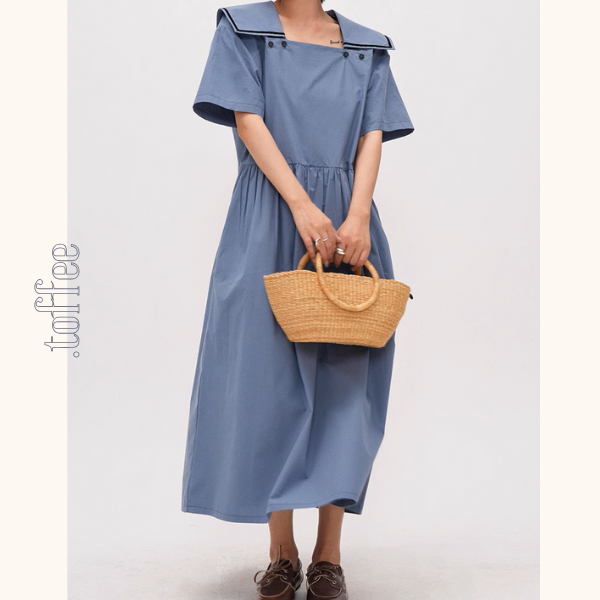 スクエアカラーオーバーサイズマキシワンピース《Z00940》