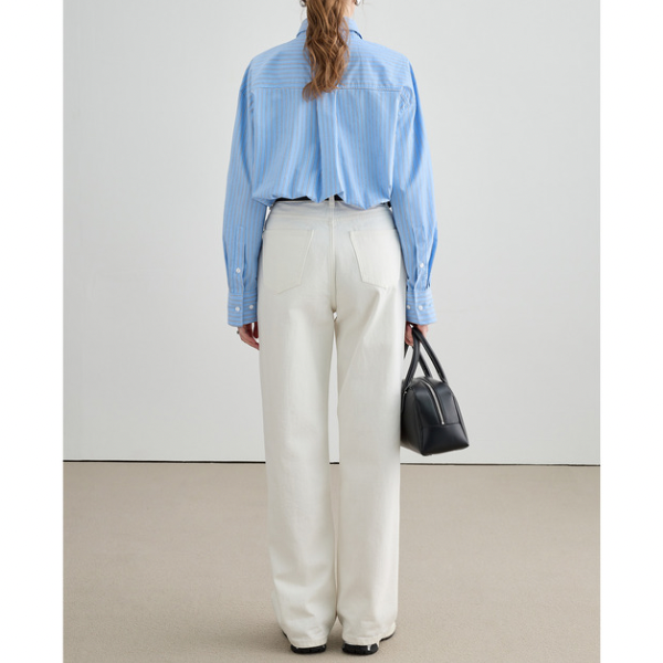 タック入りホワイトストレートデニム X-294