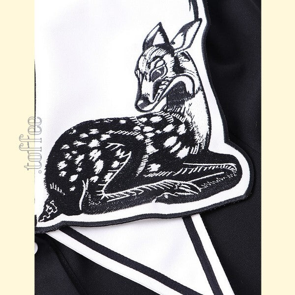 月明かりのバンビが佇む:オリエンタルと幻想が交差するプレッピーワンピース C0186