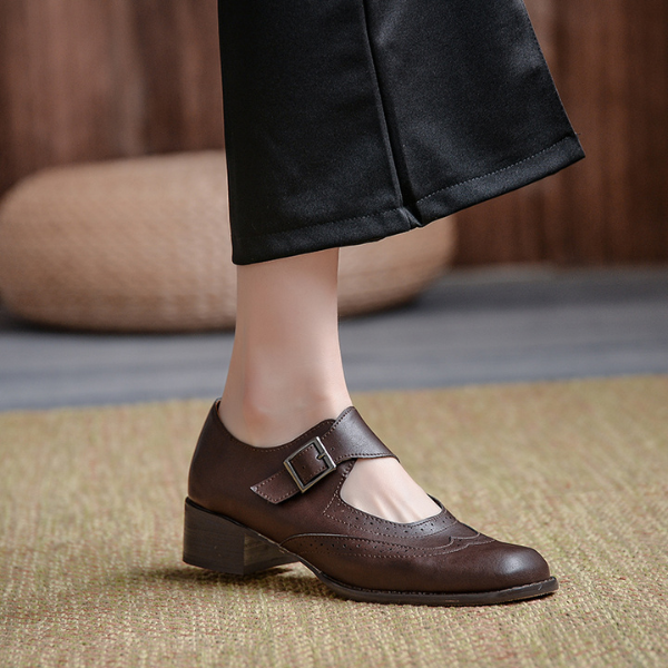 【2color】アッパーベルトレトロレザーシューズ AU-161