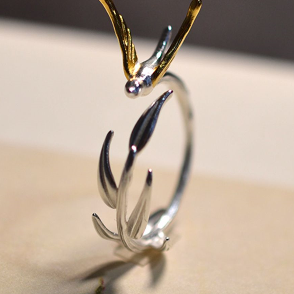 スワローモチーフアンティークフォークリング Z00476