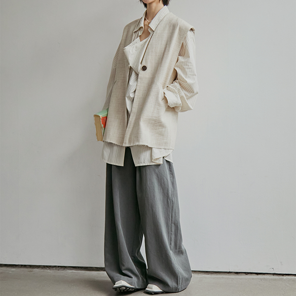 ストライプ柄オーバーサイズ2wayシャツ 《Z00811》