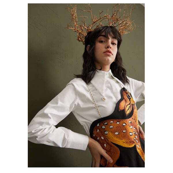 バンビ刺繍サスペンダースカート C0075