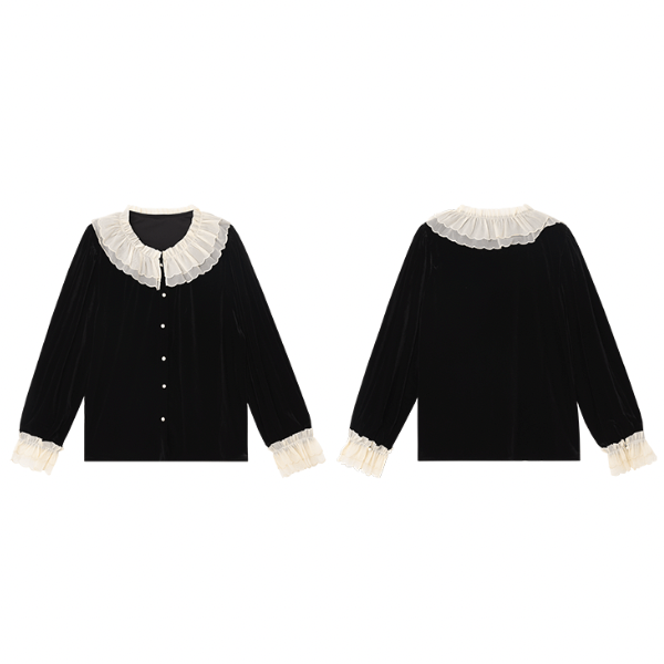 フレンチベルベットレースブラウスX-384