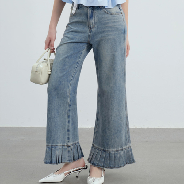 プリーツヘムデニムフレアパンツ Z00446