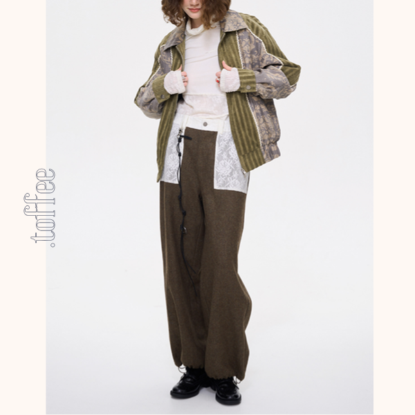 レースパッチワークウールパンツ 《Z00637》