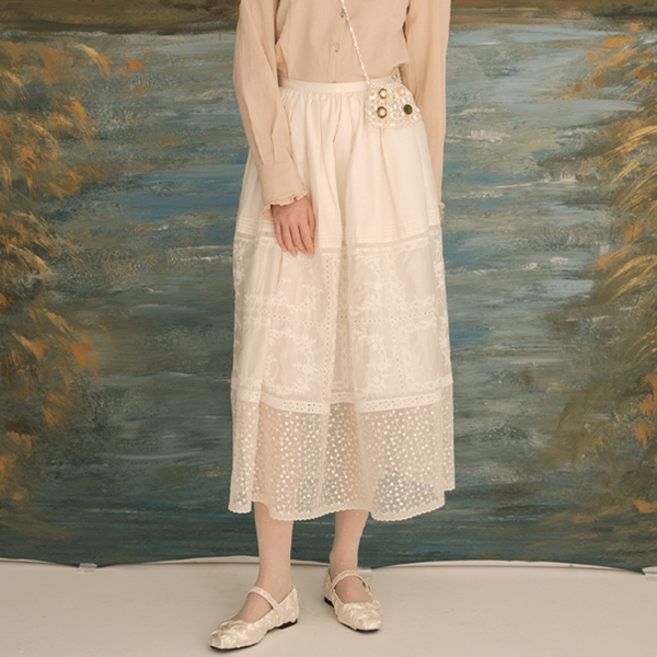 シアーレースミモレ丈スカート 《Z00619》