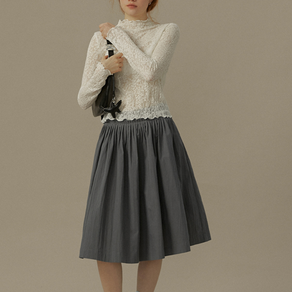 メッシュレースハーフハイネックトップ《Z00819》