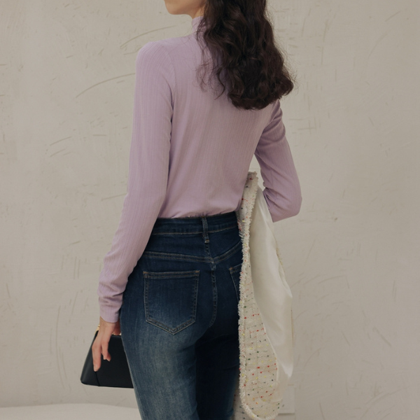 【2color】アシンメトリーカットデザイントップロングトップス X-423