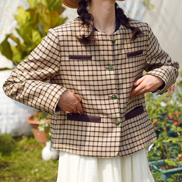 クラシックチェック柄ショートジャケット Z00509
